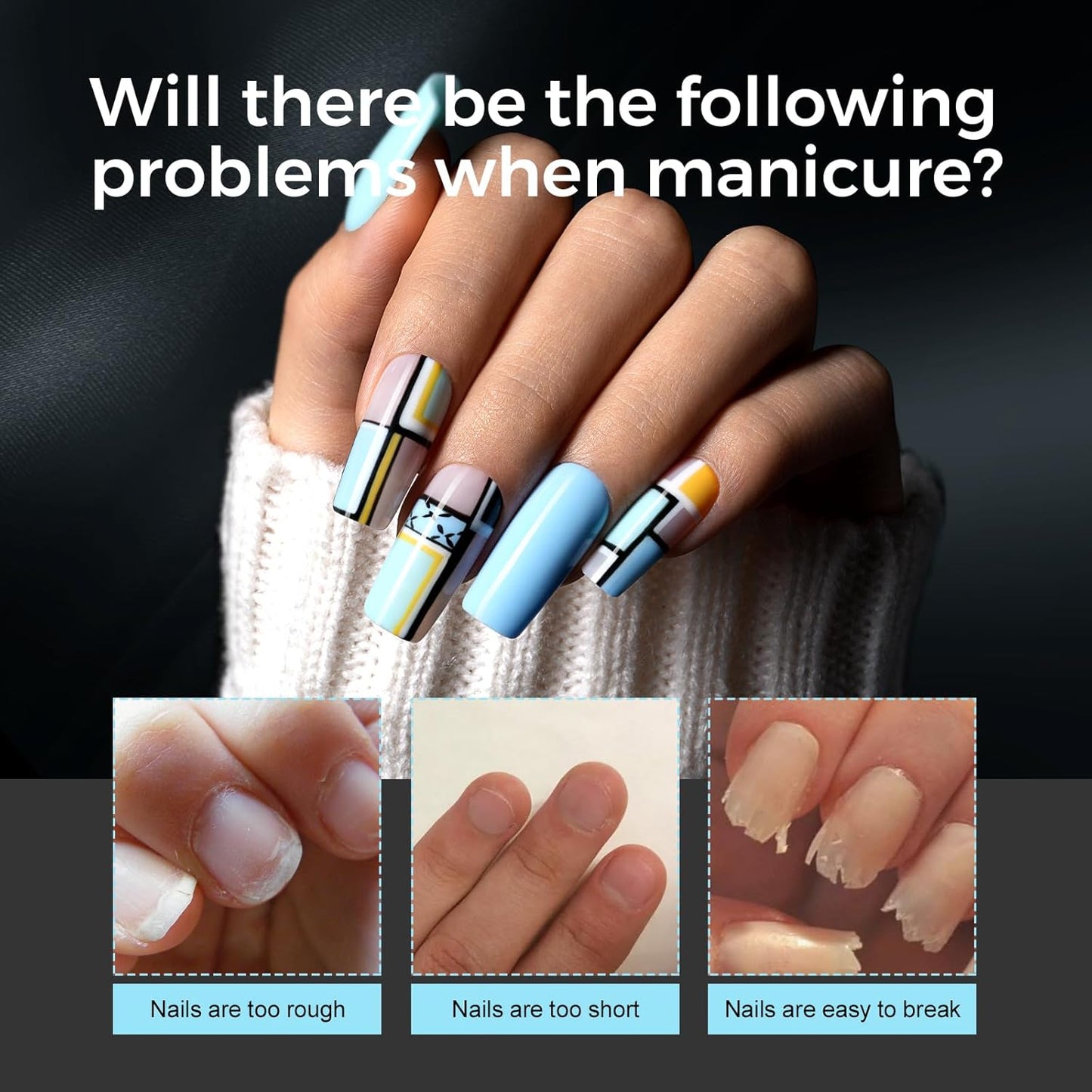 TOMICCA Medium Square Nail Tips Acrylic Nails 240Pcs Acrylic Nail Kit Pre-shape Full Cover Clear Nails Gel Nail Tips for Extension Nail Home DIY, 12 Sizes-Velvo Beauty