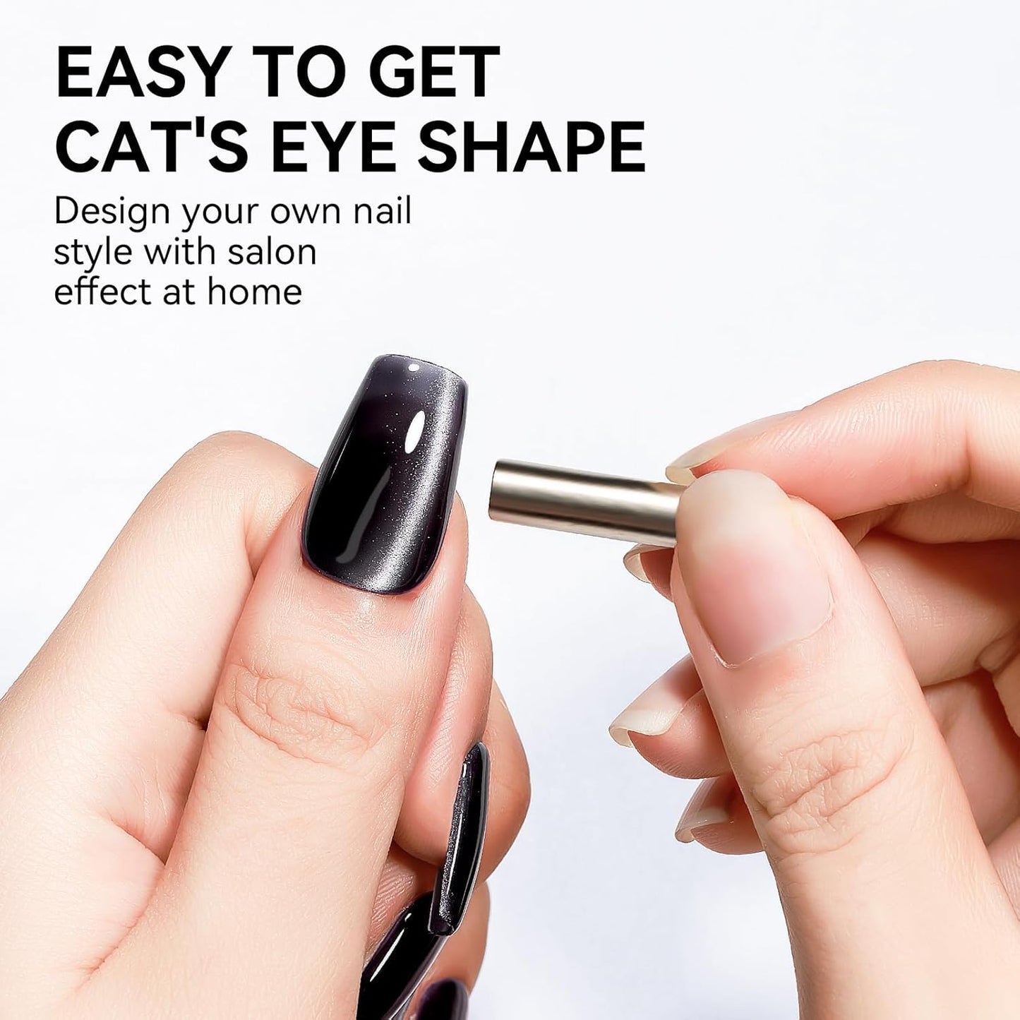 Cat Eye Gel Polish - Black, Glitter Magnetic Nail Polish Moonlight, Cateye Polish With Magnet Stick Holographic Shimmer Cateye Effect, UV Velvet Gel Nail Art Manicure Salon DIY Home, 12ML-Velvo Beauty