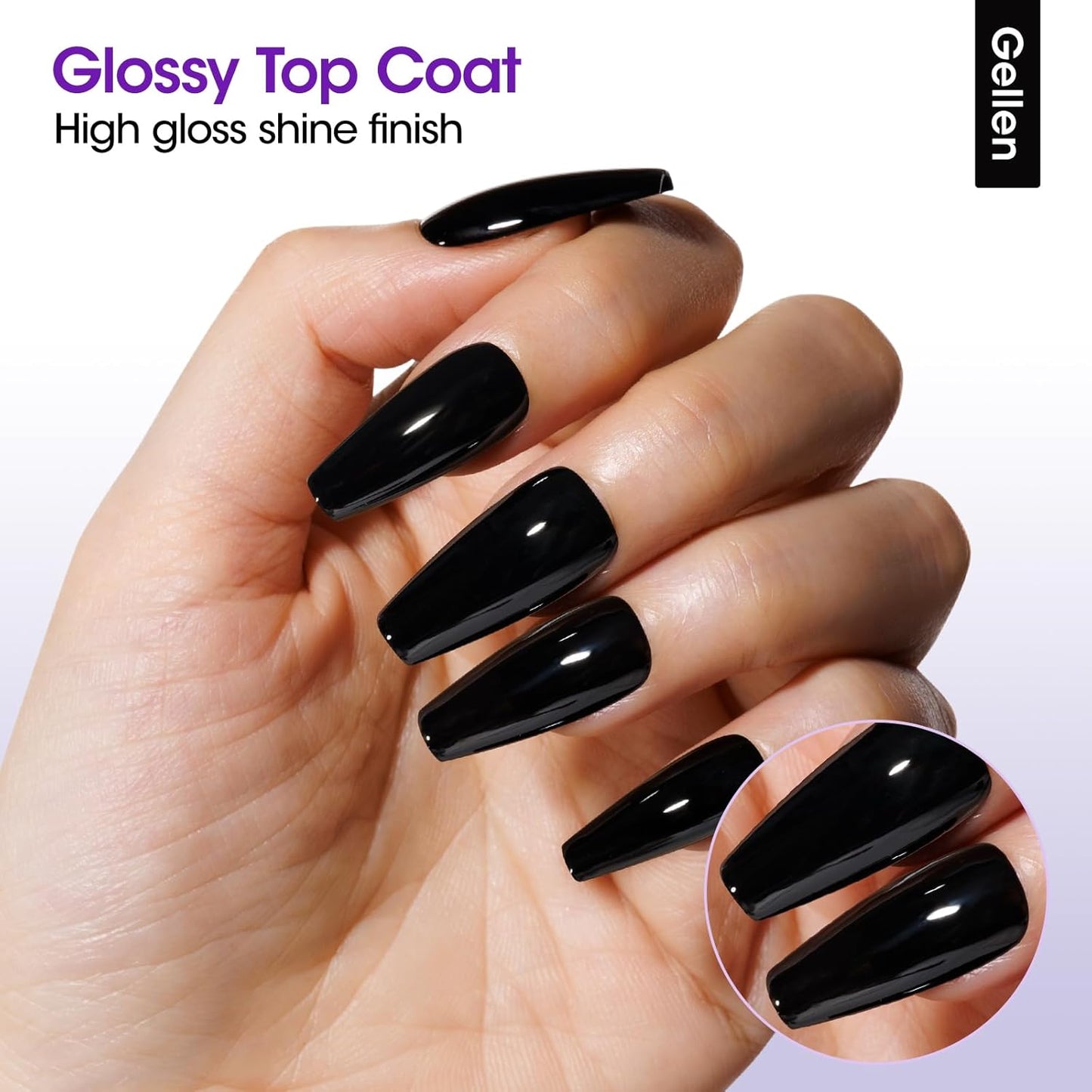 Gellen Gel Top and Base Coat, 4pcs 18ml No Wipe Matte Glossy Glitter Gel Top Coat, Clear UV Base Coat Gel Nail Polish, Soak Off Nail Lamp Gel Base Top Coat Long Lasting Home Gel Manicure-Velvo Beauty