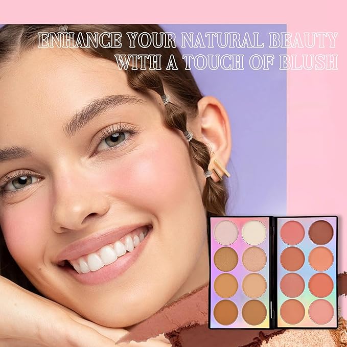 Coosa Blush Palette, Highlighter Contour Makeup Palette, Blush for Cheeks, All-In-One Bronzer Bright Shimmer Cosmetics Sets for Eyes, Lips & Cheeks-Velvo Beauty