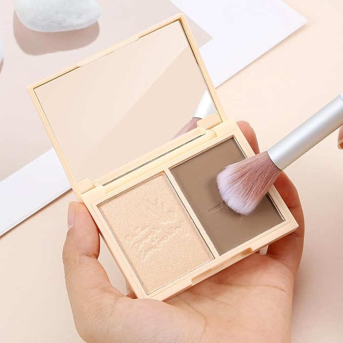 Boobeen Highlighter Contour Makeup Palette Face Matte Bronzer Powder, Compact Contouring Blush for Cheeks, Natural Long Lasting with Brush-Velvo Beauty
