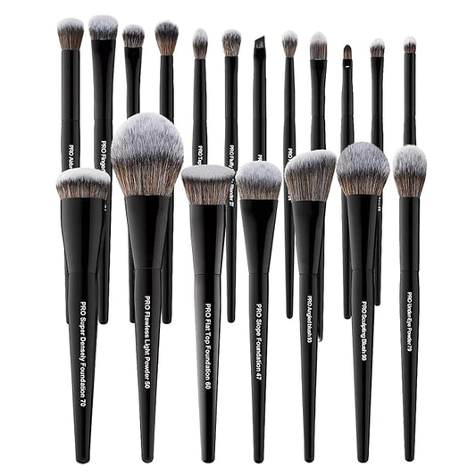 Bueart Design 19Pcs Professional Grade Labeled Makeup Brushes Set, Large Foundation Powder Contour Concealer eyeshadow Blush EyeLiner Make up Brushes,Premium Synthetic hair,Vegan Cruelty-free-Velvo Beauty