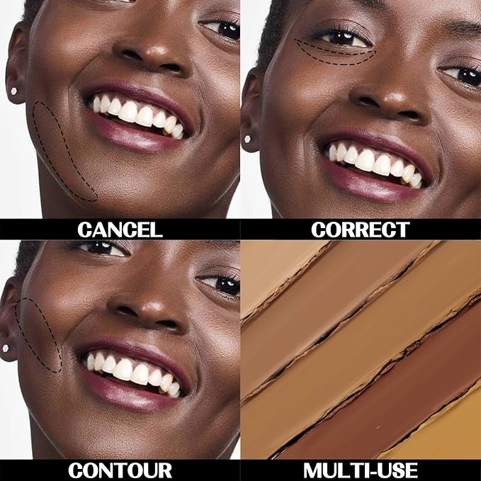 5 In 1 Multi-Use Correcting Concealer Palette,Waterproof Long Lasting Contour Palette,Professional Creamy Concealer Kit for Women,Easy to Create Full Coverage and Natural Finish.#3-Velvo Beauty