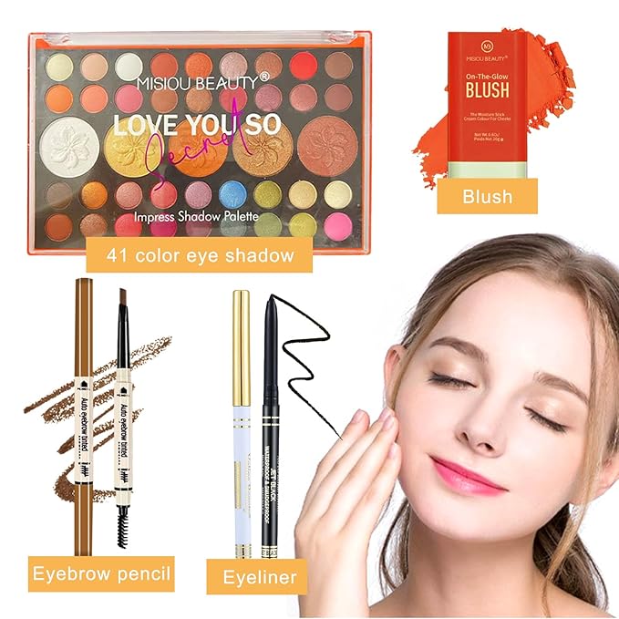 All in One Professional Makeup Kit for Women Girls Holiday Makeup Gift Sets Xmas Essential Bundle Include Eyeshadow Palette Lipstick Blush Concealer Eyeliner Mascara Brush Eyebrow Pencil-Velvo Beauty