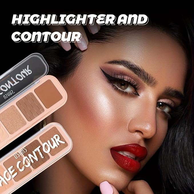 4 Colors Contour Palette, Face Contouring Highlighters Bronzer Powder Makeup Kit, Natural Contouring Makeup Kit for Beginner, All in one Makeup Contour Palettes (02, 1.02)-Velvo Beauty