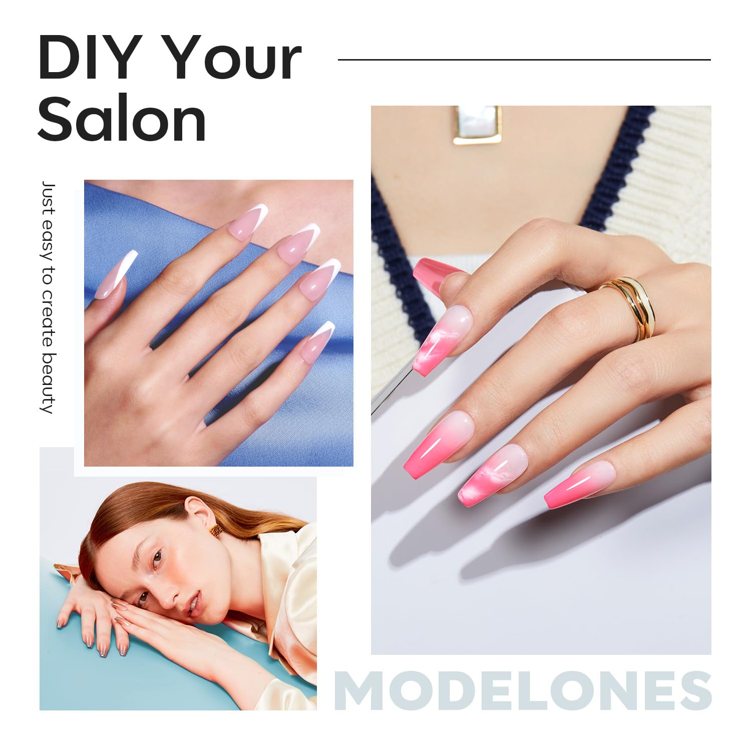 Modelones Medium Coffin Fake Nail Tips - 510Pcs Gel Tips Pre-shaped Half Matte Full Cover Clear Acrylic Gel Kit False Press on Nails for Extension DIY Salon 15Sizes-Velvo Beauty