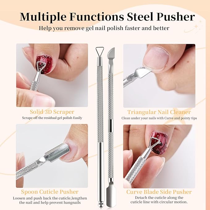 JODSONE Gel Nail Polish Remover Kit - Set with 15ml Gel Nail Polish Remover, Cuticle Oil and Latex Tape, and Complete Remover Manicure Tool Set, No Soaking-Velvo Beauty