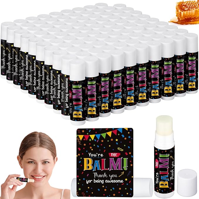 Dunzy 100 Pack Employee Appreciation Gifts Bulk Lip Balms Favors Bulk Small Thank You Gifts Team Appreciation Inspirational Gifts for Women Men Coworkers Staff Teachers Nurses Team-Velvo Beauty