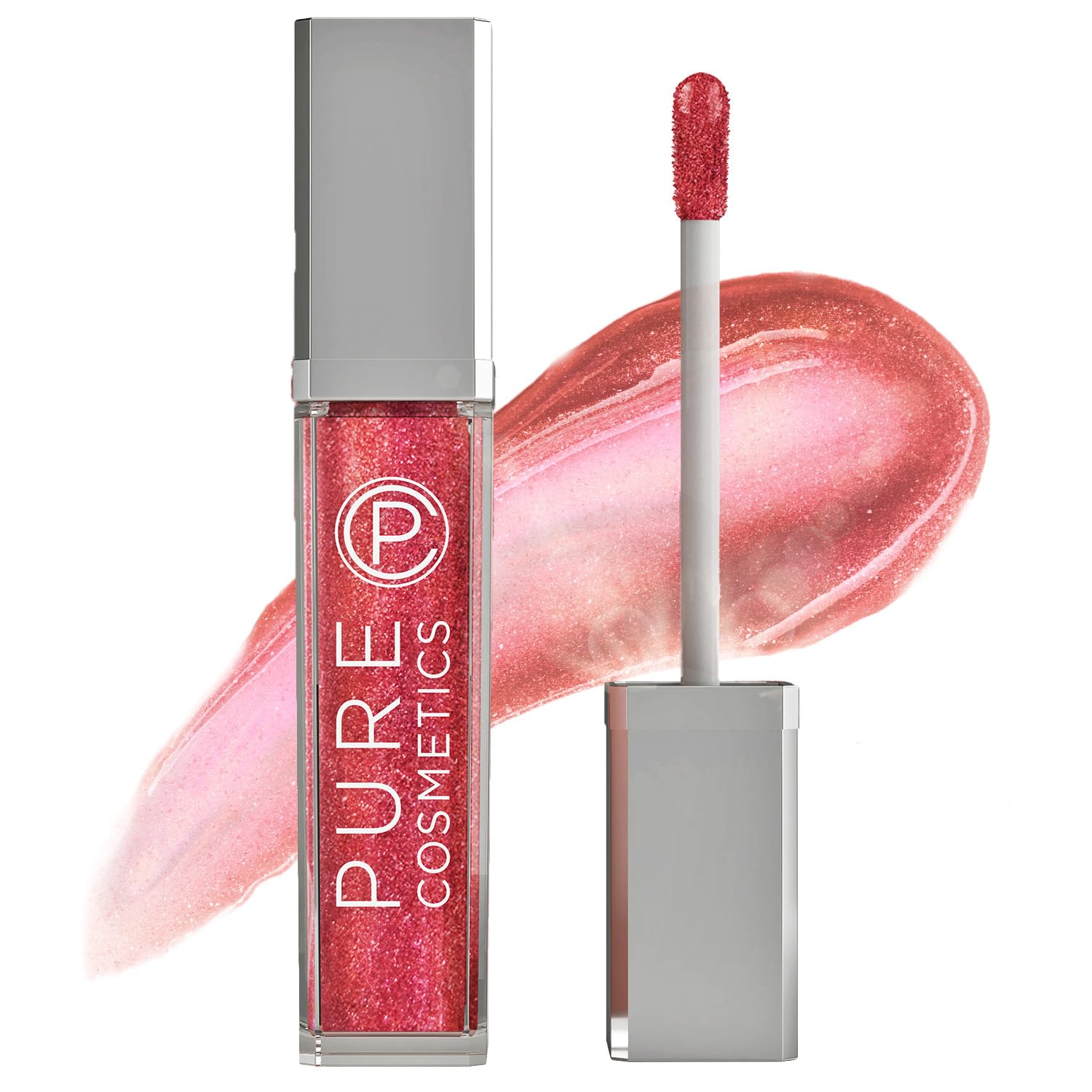 Pure Cosmetics Pure Illumination Lip Gloss - LED-lit Applicator w/Side Mirror - Non-Sticky, Moisturizing & Hydrating Lip Glosses - Soothes & Protects Dry Chapped Lips (Interstellar)-Velvo Beauty