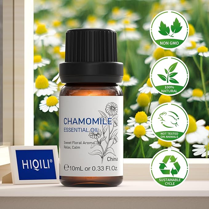 HIQILI 0.33 Fl Oz Chamomile Essential Oil, Air Purifying, Relaxing, Skin Care, Can be Added to Fresheners, Foot Baths, Body Lotions Use - 10ml-Velvo Beauty