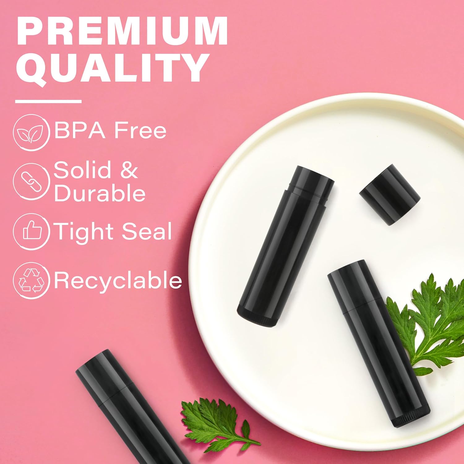 LotFancy Lip Balm Tubes with Filling Tray and Spatula, 50Pcs 4.5ml Black Lip Balm Containers, BPA Free & Leak Free, Handmade Set-Velvo Beauty