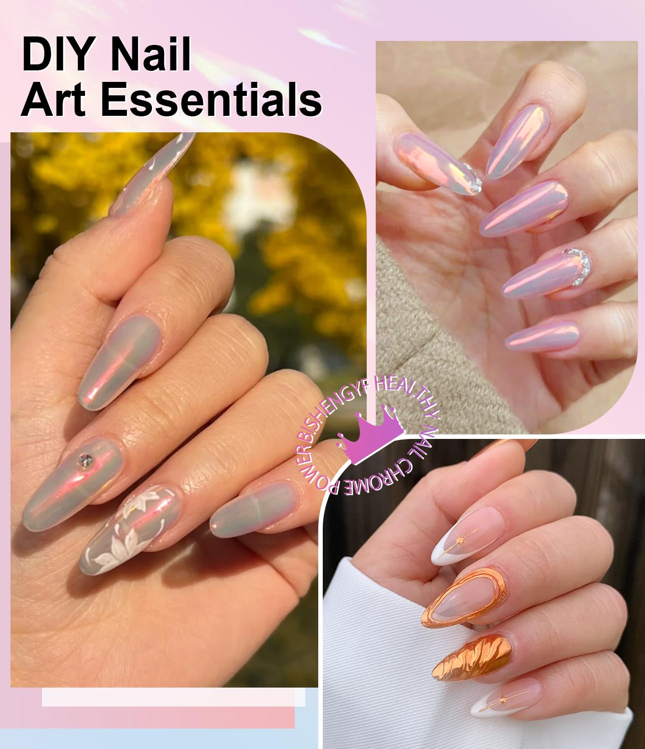 2 PCS Chrome Nail Powder：Mirror Effect Copper Chrome Nail Powder,Metallic Mirror Orange Chrome Nail Powder Decoration for DIY Nail Art,Bronze Pigment Holo Chrome Powder-Velvo Beauty