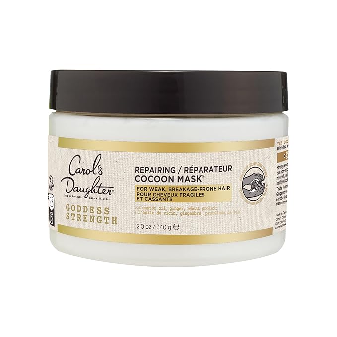 Carol's Daughter Goddess Strength Repairing Cocoon Hydrating Hair Mask for Waves, Coils and Curls, Hair Treatment With Castor Oil, 12 Oz-Velvo Beauty
