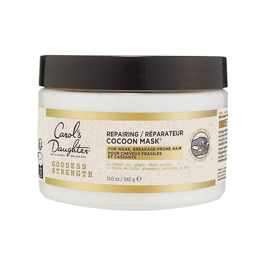 Carol's Daughter Goddess Strength Repairing Cocoon Hydrating Hair Mask for Waves, Coils and Curls, Hair Treatment With Castor Oil, 12 Oz-Velvo Beauty
