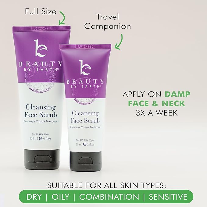 Facial Scrub Exfoliator - USA Made with Natural & Organic Ingredients, Gentle Exfoliating Face Wash for Sensitive & Acne Prone Skin, Microdermabrasion Scrub, Removes Dead Skin Cells (2 Fl Oz)-Velvo Beauty