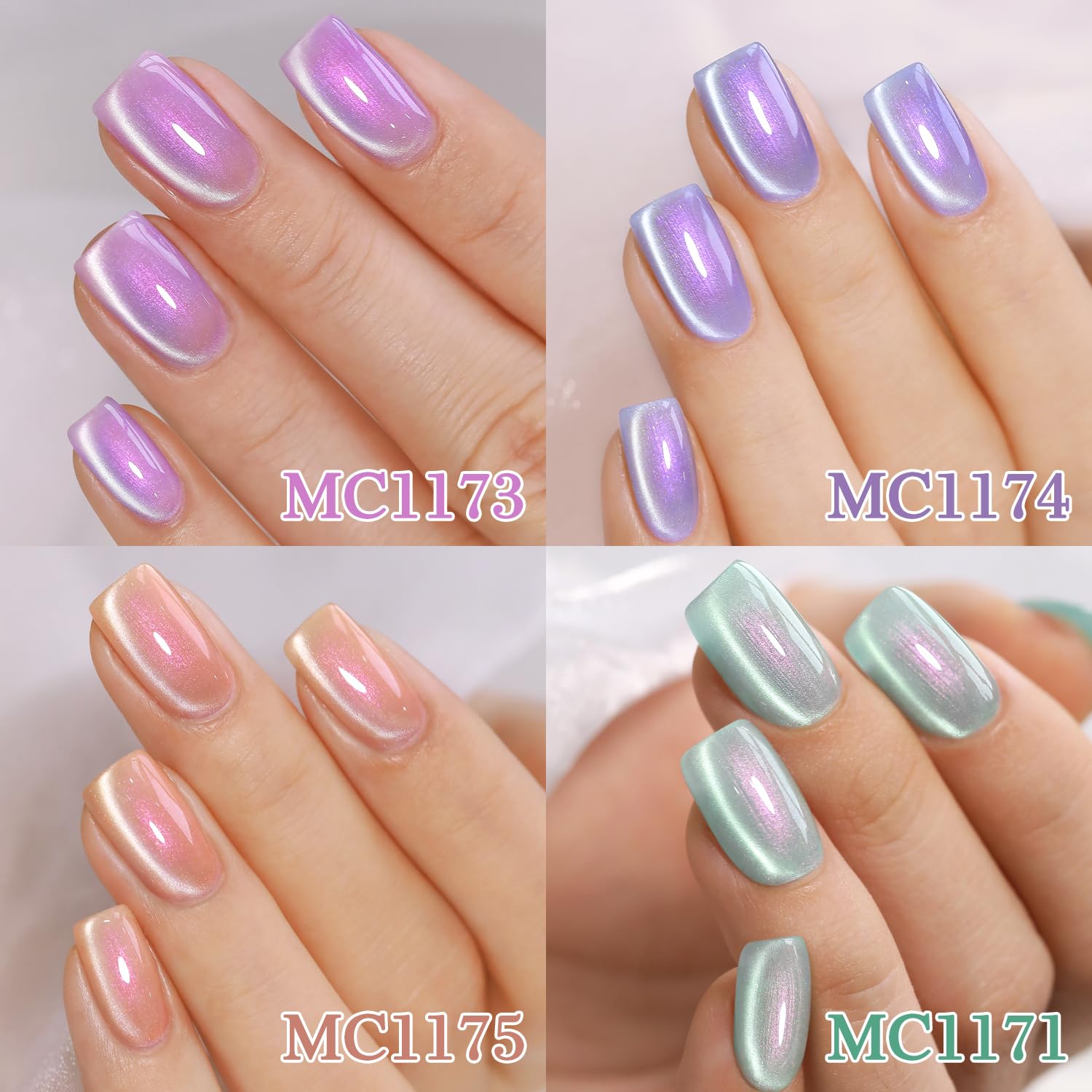 Double Rhythm 6 Colors Cat Eye Gel Polish Set Shimmer Glitter with Magnet Holographic Reflective Magnetic UV Nail Art Kit (6-Kit-50)-Velvo Beauty