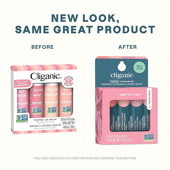 Cliganic Tinted Lip Balm - Non-GMO, 4 Colors - Enriched with Vitamin E, Cruelty Free (Packaging May Vary)-Velvo Beauty