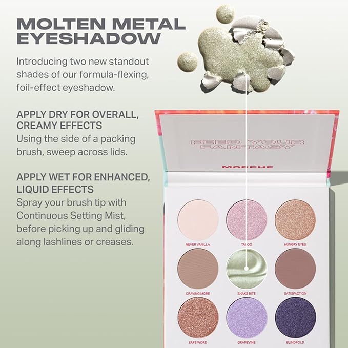 Morphe Pulp Fantasy Artistry Palette - Foil-Effect Eyeshadow Palette with Matte, Shimmer & Foil Finishes - Violet, Rich Taupe & Brown Eyeshadow with Luminous Payoff (0.35 oz)-Velvo Beauty