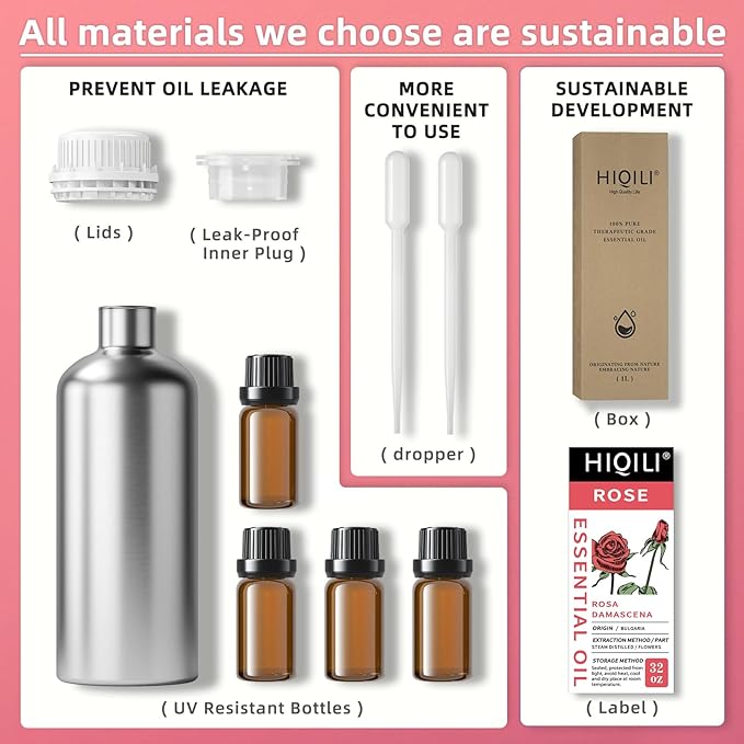 HIQILI 32 Fl Oz Rose Essential Oil, Huge Value Size Undiluted Rose Oil for Face, Skin, Diffuser, Hair-Velvo Beauty