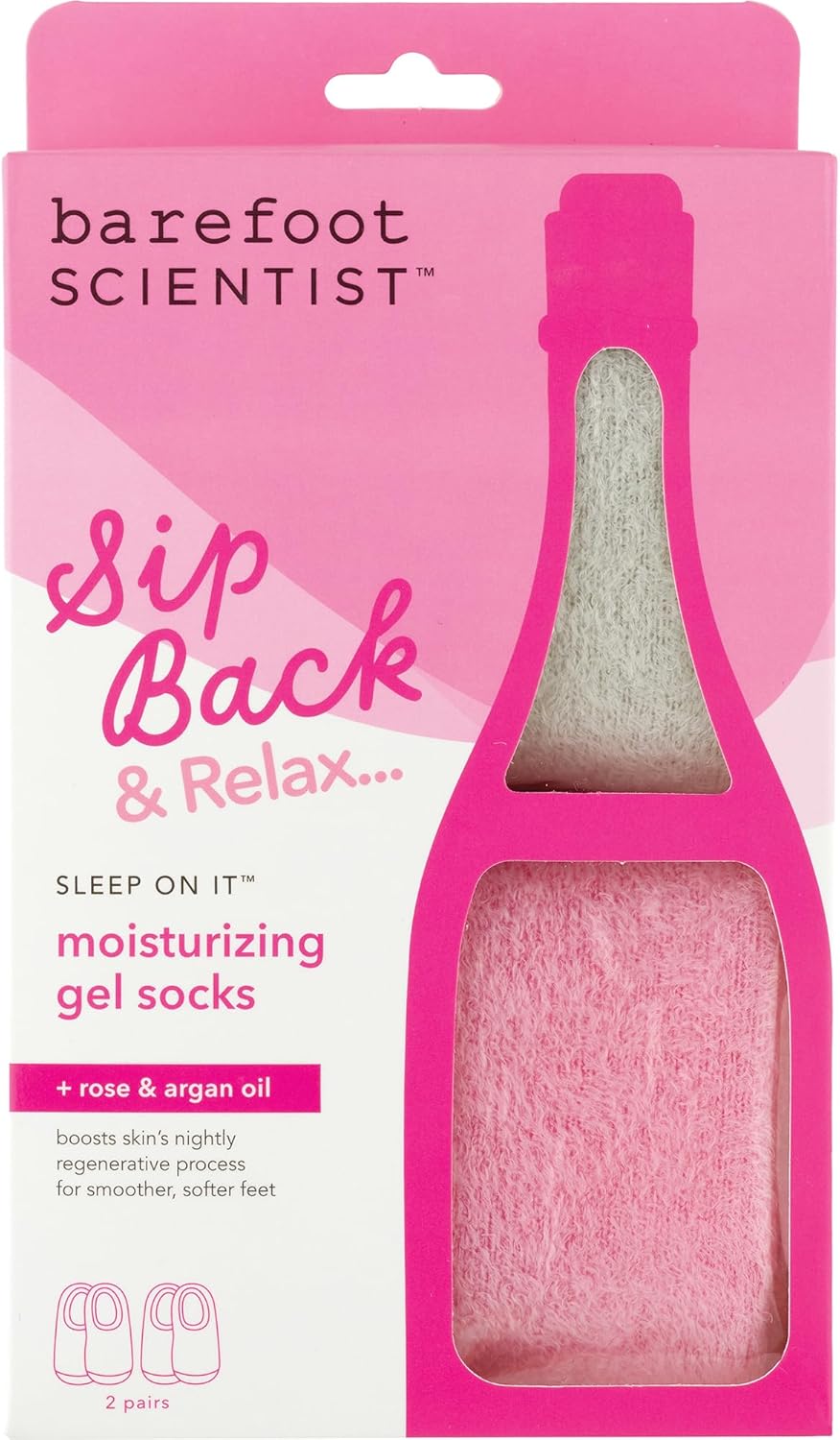 Barefoot Scientist Sleep On It Overnight Moisturizing Gel Socks, Nourish Your Feet, Sip Back & Relax, Pink and Champagne, 2 Pack-Velvo Beauty