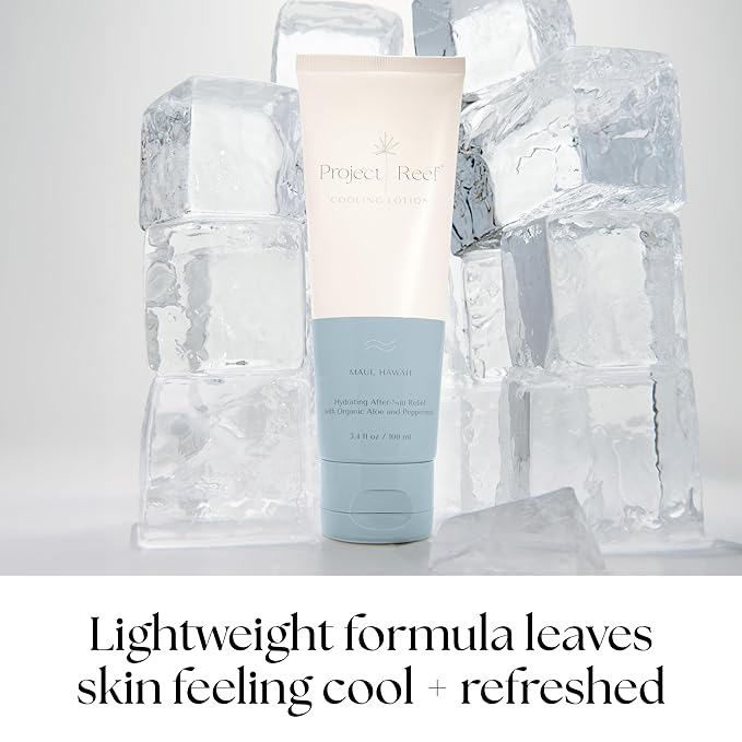After Sun Cooling Lotion w/Organic Aloe Vera, Peppermint, Shea Butter, Vitamin E - Natural Vegan Sunburn Relief, Aftersun Care-Velvo Beauty