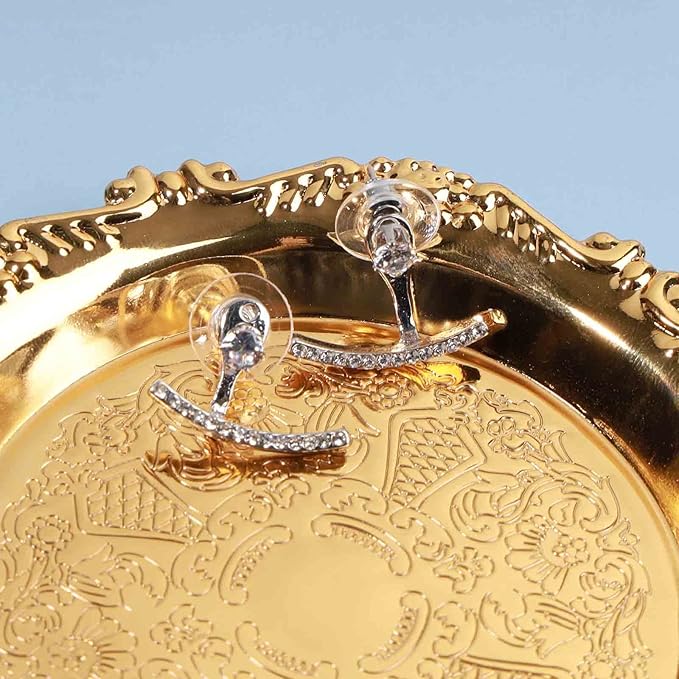 Crystal Bar Ear Climber Earrings Silver Rhinestone Ear Jacket Earrings Boho Bar Ear Crawlers Earrings Minimalist Geometric Moon Earrings Jewelry for Women and Girls-Velvo Beauty