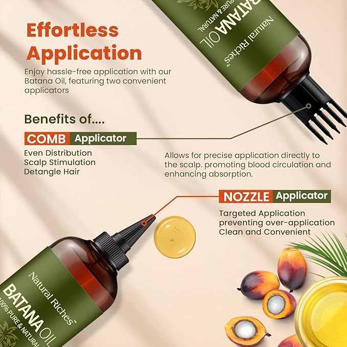 Natural Riches Unrefined Organic Batana Oil, 8 fl oz, 100% Pure & Natural, Cold pressed Honduras Miracle Oil for Hair Growth.-Velvo Beauty