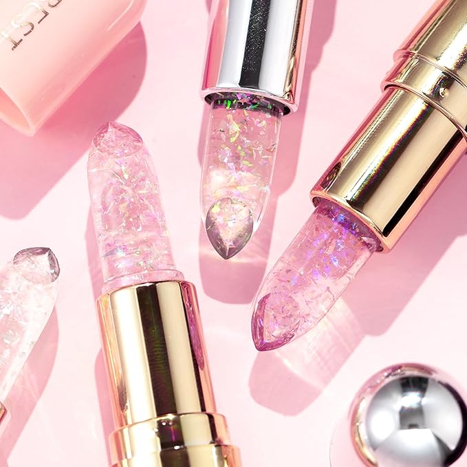 Glimmer Balm, pH Lip Balm, Magic Color Changing pH Lipstick, Moisturizing Tinted Lip Balm, Lip Glowy Balm, PH Reacting Lip Balm, Hydrates & Plumps, Pink Shimmer Lipstick (01# Colourless)-Velvo Beauty
