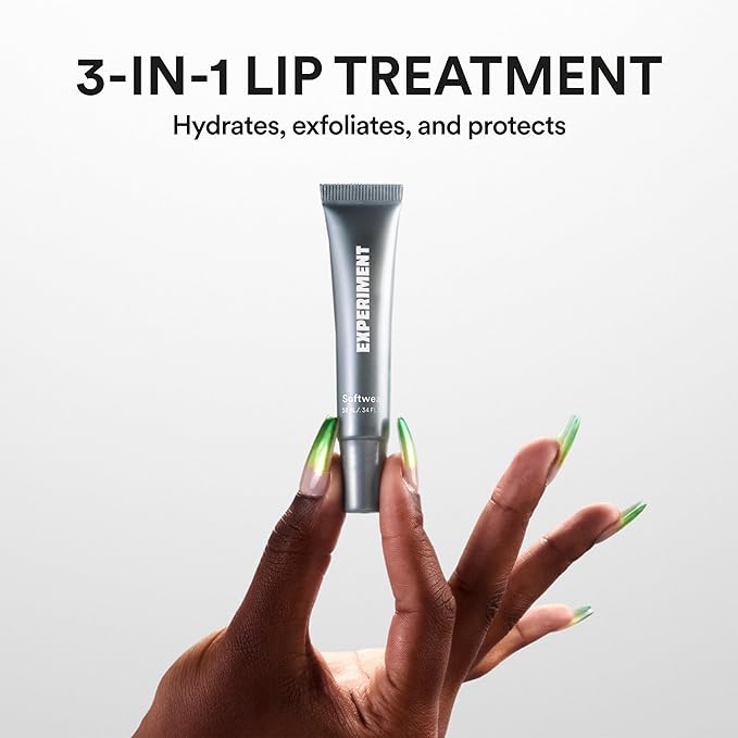 Experiment Softwear Smoothing Lip Treatment - 24hr Hydration with Squalane, Glycerin & Pomegranate Sterols - Intensive Moisture & Repair for Extra Dry, Flaky Lips - Vegan Lip Balm, .34 FL OZ-Velvo Beauty