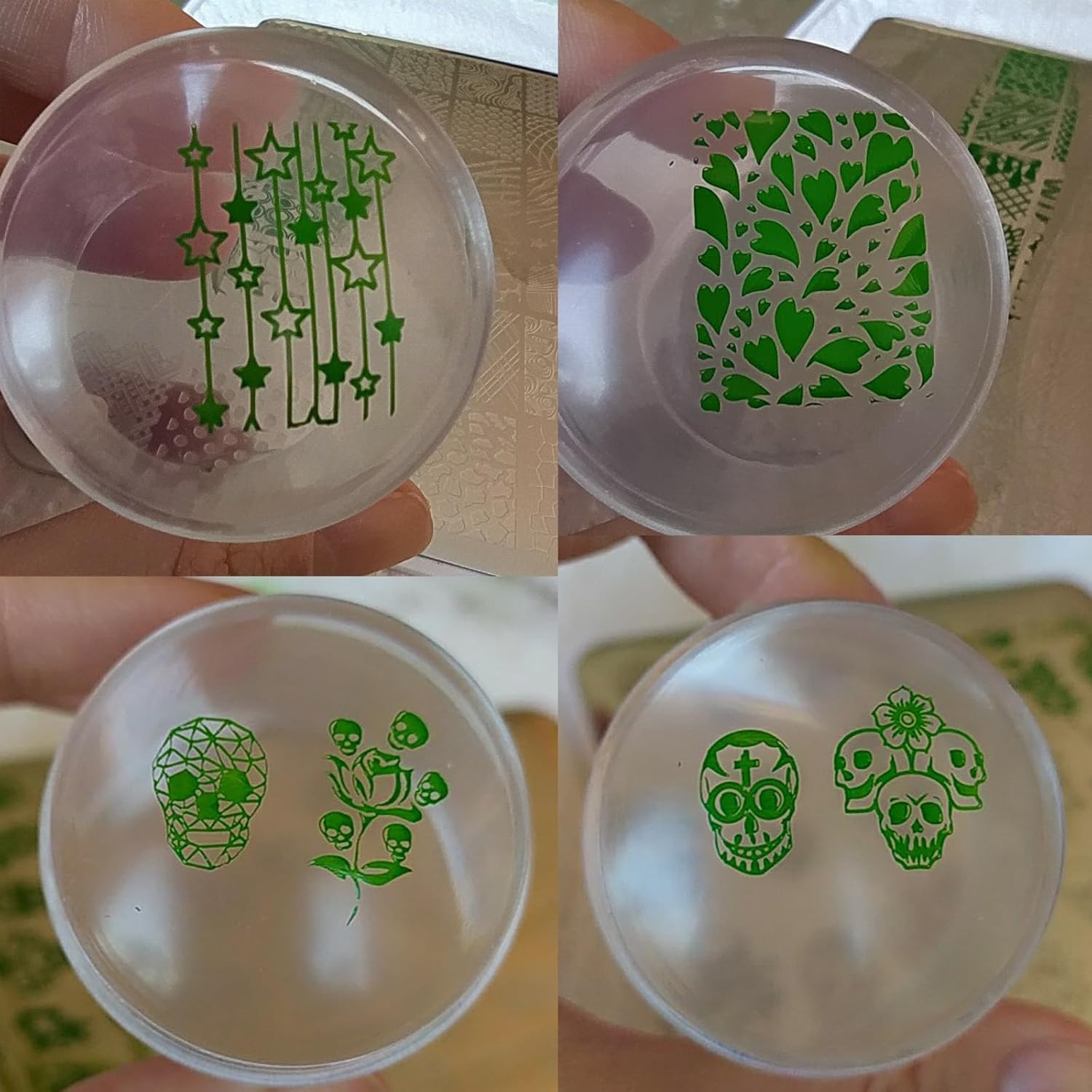 2pcs 9.5x14.5cm Nail Stamping Plates Geometry Skull Series Nail Art Stamp Templates Stencils Design Polish Manicure Stripe Dot Love Image Painting Nail Plate-Velvo Beauty