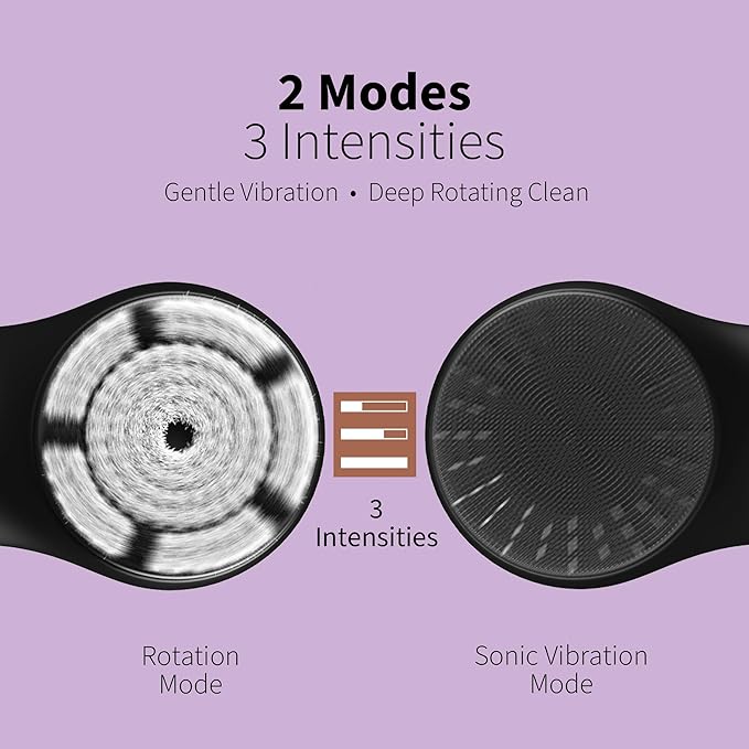 Premium Facial Cleansing Brush,Waterproof Face Scrubber,Spin & Sonic Modes with 3 Intensities,Magnetic 3-Head System for Deep Pore Cleaning, Gentle Exfoliation & Sensitive Skin Care - for Women & Men-Velvo Beauty