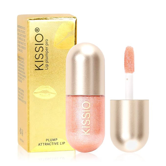 KISSIO Lip Plumper,Color Lip Plumper Gloss,Shimmer,Lip Enhancer,Plant Extracts Plumping Lip Serum,Moisturizing Lip Gloss for Fuller Lips and Hydrated Beauty Lips 5.5ml (01 Lemonade)-Velvo Beauty