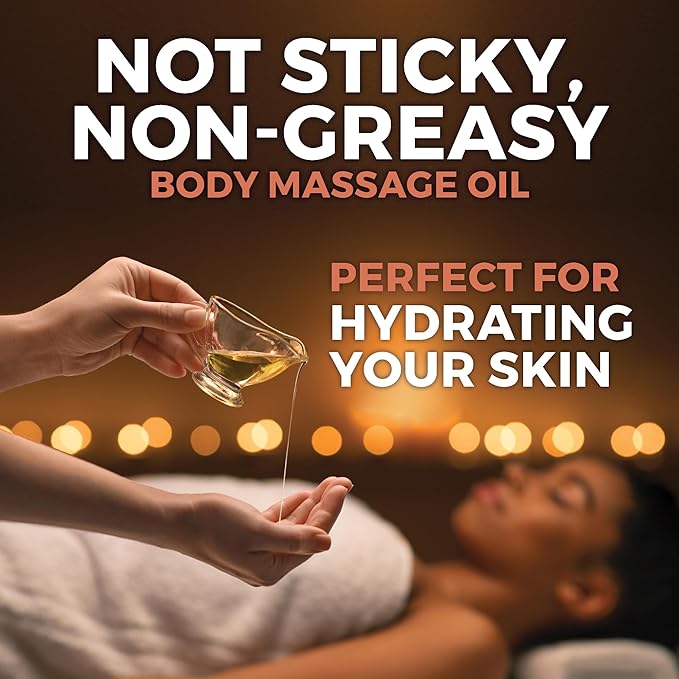 Viva Naturals Organic Massage Oil Unscented (8 fl. oz.) - Non-Greasy Body Oil with Mess-Free Pump, Moisturizing Massage Oils for Massage Therapy, Non-GMO and Certified Organic, 237 mL-Velvo Beauty