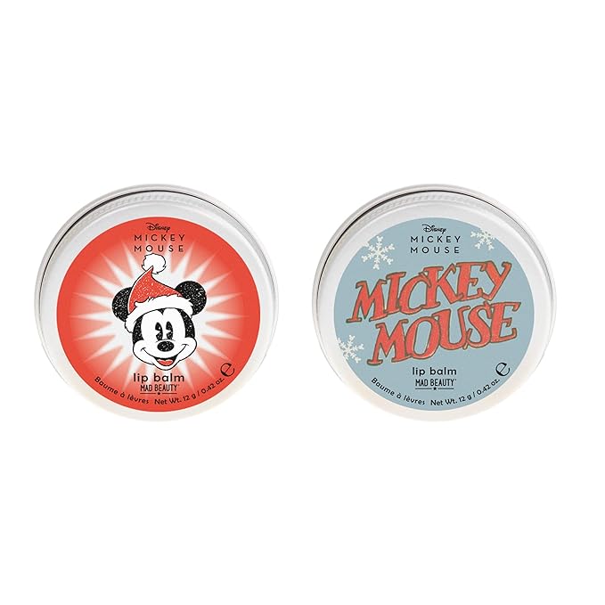 MAD BEAUTY Disney Mickey Mouse Lip Balm Duo, Frosted Berries & Vanilla Scented, 2-Pack, Gift Wrapped, Christmas, Holidays, Moisturizing-Velvo Beauty