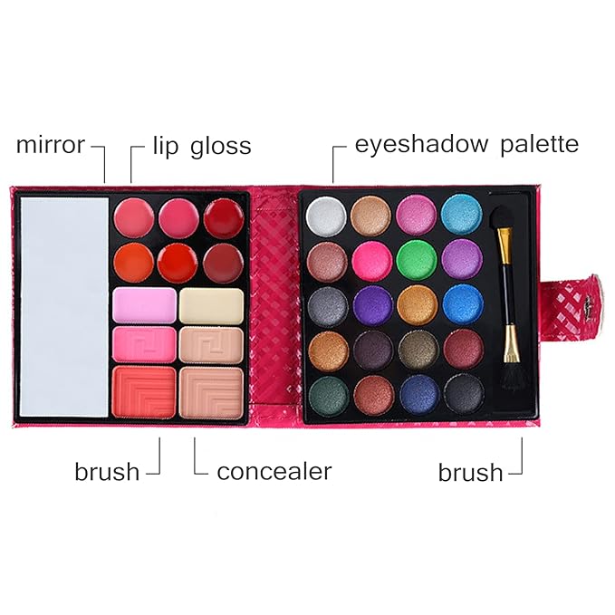 Professional All In One Makeup Kit Colorful 20 Eyeshadow, 6 Lip Glosses 3 Blushers 2 Powder 1 Concealer 1 Mirror 1 Brush, Long Lasting Beauty Full Makeup Set, Present Gifts for Girls Women-Velvo Beauty