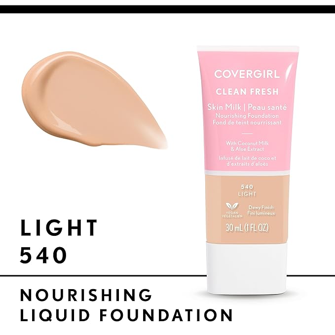COVERGIRL, Clean Fresh Skin Milk Foundation, Light, 1 Fl Oz (Pack of 1) (packaging may vary)-Velvo Beauty