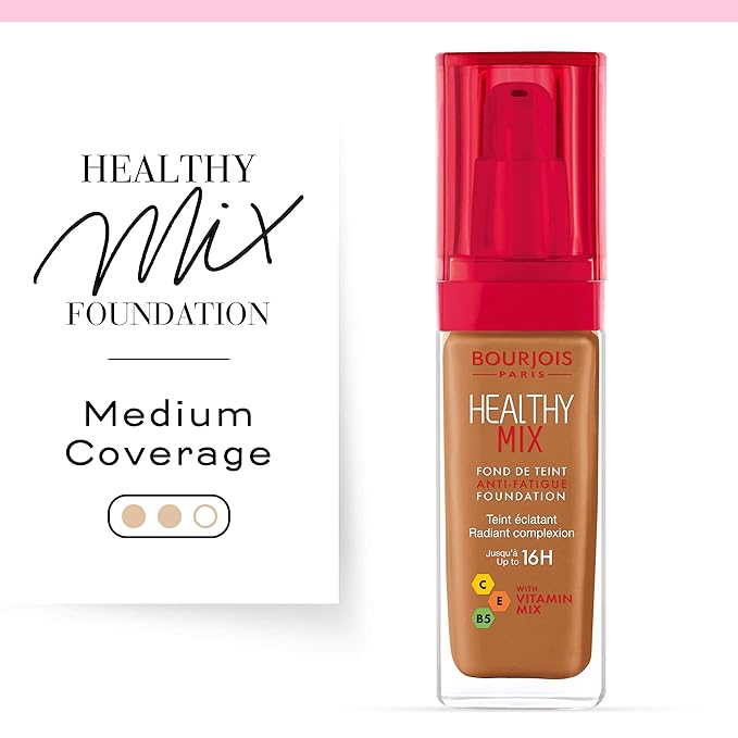 Bourjois Healthy Mix Anti-Fatigue Medium coverage Liquid Foundation 61 Golden, 30ml-Velvo Beauty