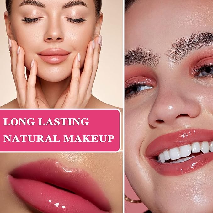 6 PCS Clear Glass Hydrating Lip Gloss Set,Essence Lip Stick Jelly Toothed Lip,Plumping Lip Oil Long Lasting Moisture,Lip Treatment,Lip Balm Kit,Lip Stains For Women,Lip Makeup-Velvo Beauty