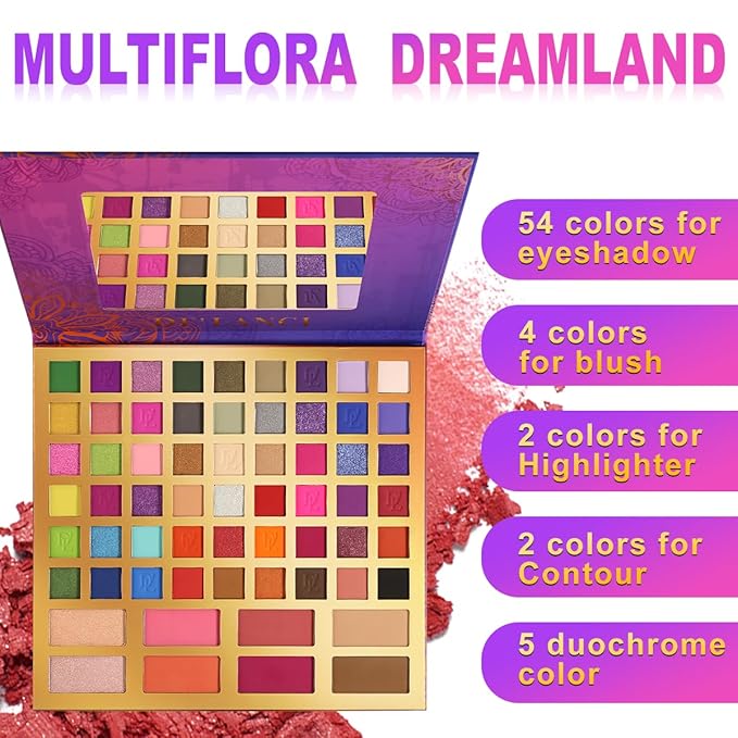 Large Eyeshadow Palette for Makeup Beginners, DE'LANCI Big Colorful All In One Makeup Palette for Stage Makeup, Blush Highlighter Contour Full Highly Pigmented Makeup Pallet Teen Holiday Gifts-Velvo Beauty