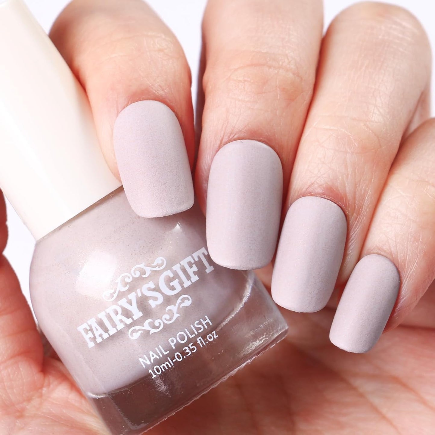 Matte Nail Polish Air Dry Nail Lacquer for Nail Art Varnish, Mist Effect Matte Finish Velvet Nail Polish, 0.35 fl oz (Light Gray-07, 10 ML)-Velvo Beauty