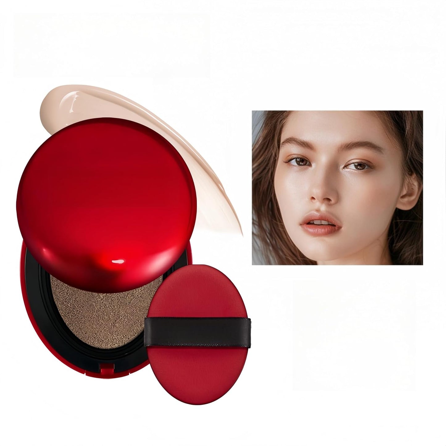 MAEPEOR Cushion Foundation 9 Colors Full Coverage Weightless Satin Glow Foundation Hydrating Long-Lasting Cushion BB Cream (Color 03)-Velvo Beauty