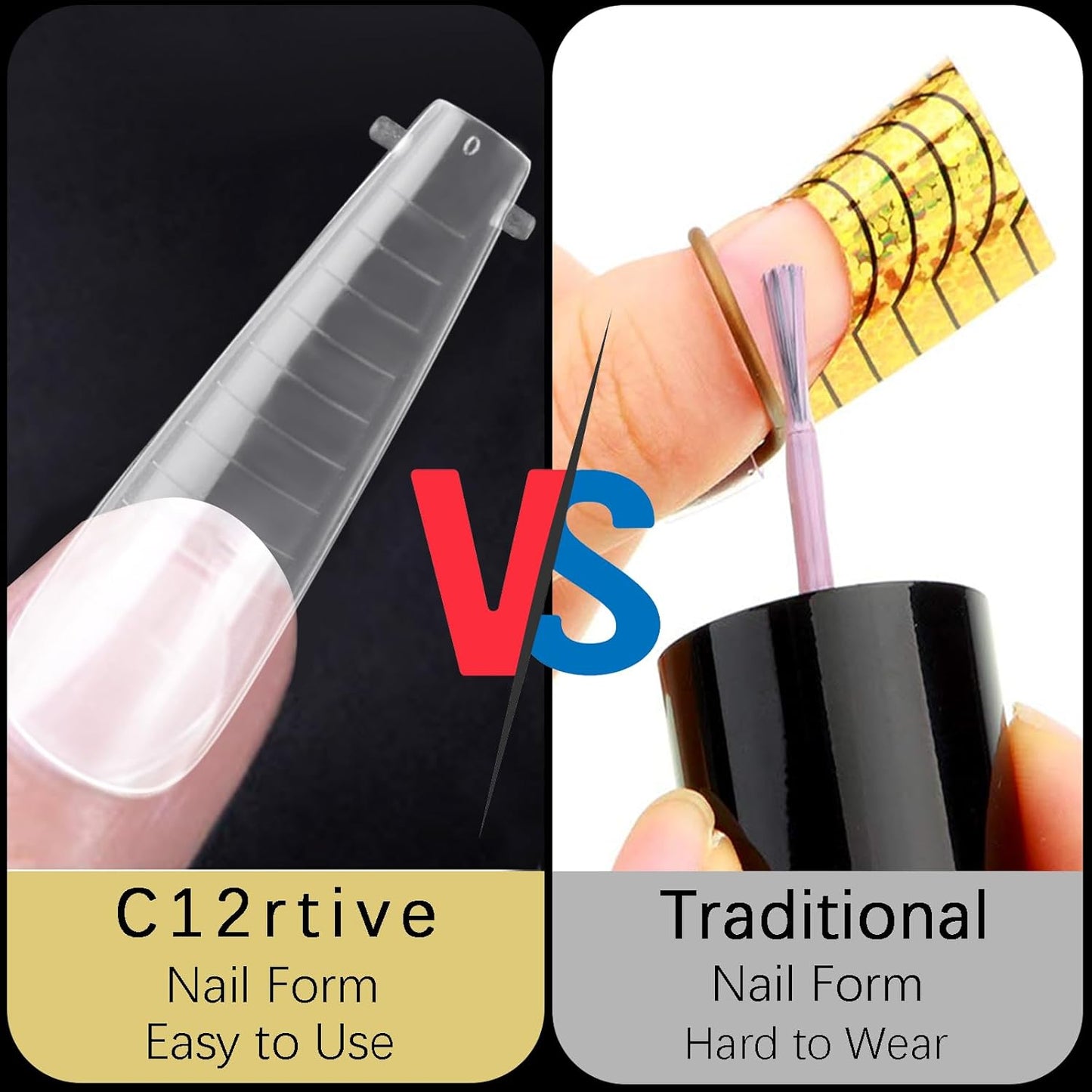 120Pcs Clear Dual Nail Forms,Long Ballet Extension Poly Nail Gel Nail Forms Full Cover Nail Molds 12 Sizes for Solid Nail Gel Glue Nail Art Design Salon&DIY(Extra Long Ballet)-Velvo Beauty