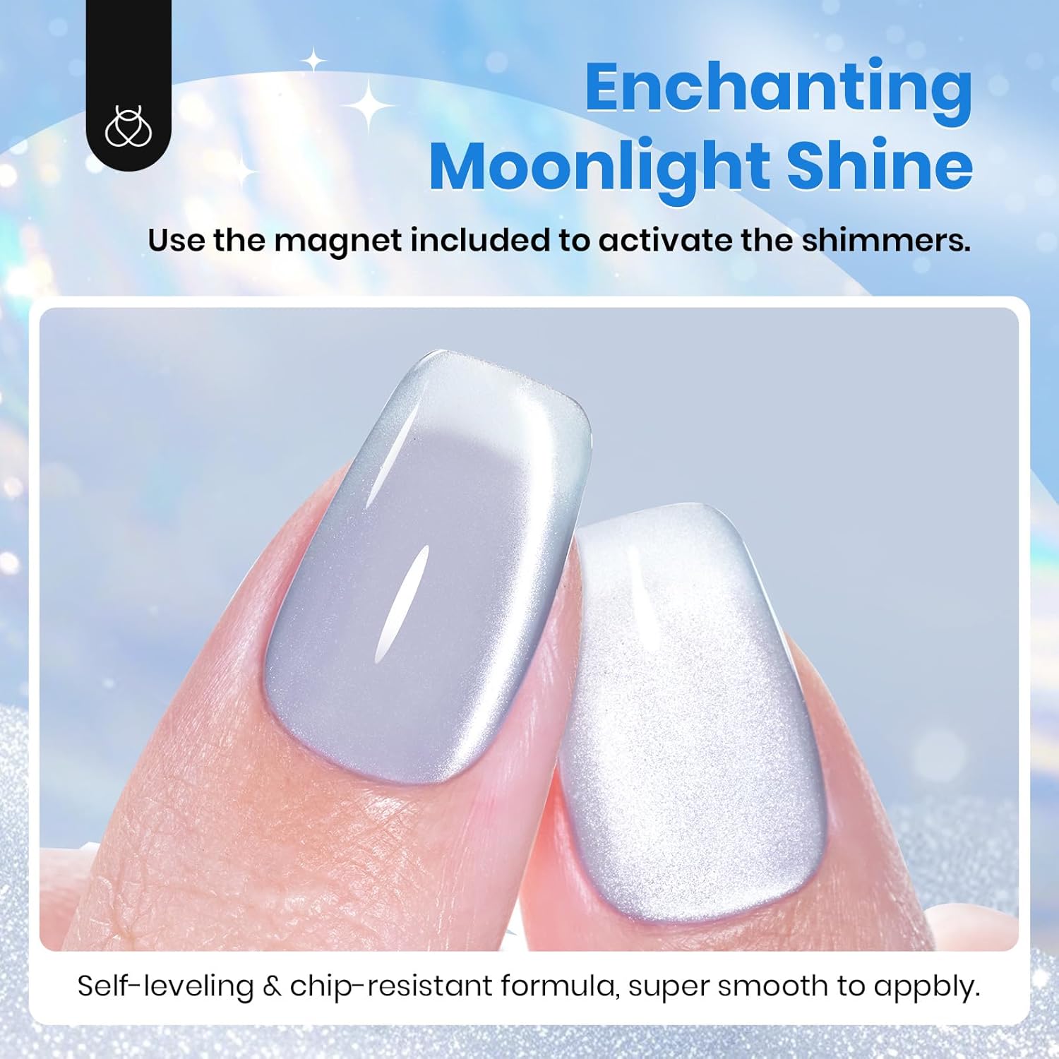 Beetles Blue Cat Eye Gel Polish, 15ML Light Blue Glass Cat Eye Glitter Gel Polish with Magnet Shimmer Translucent Sheer Color Soak Off UV Frosted Galaxy Series French Nail Art Gift for Women-Velvo Beauty