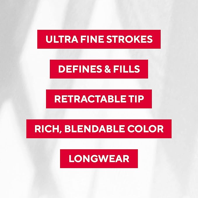 Mirabella Ultra Fine Brow Pencil, Anti-Chip Waterproof Eyebrow Pencil - Smudgeproof, Blendable & Retractable Eyebrow Pencil to Define and Fill In Brows Naturally - Dark-Velvo Beauty