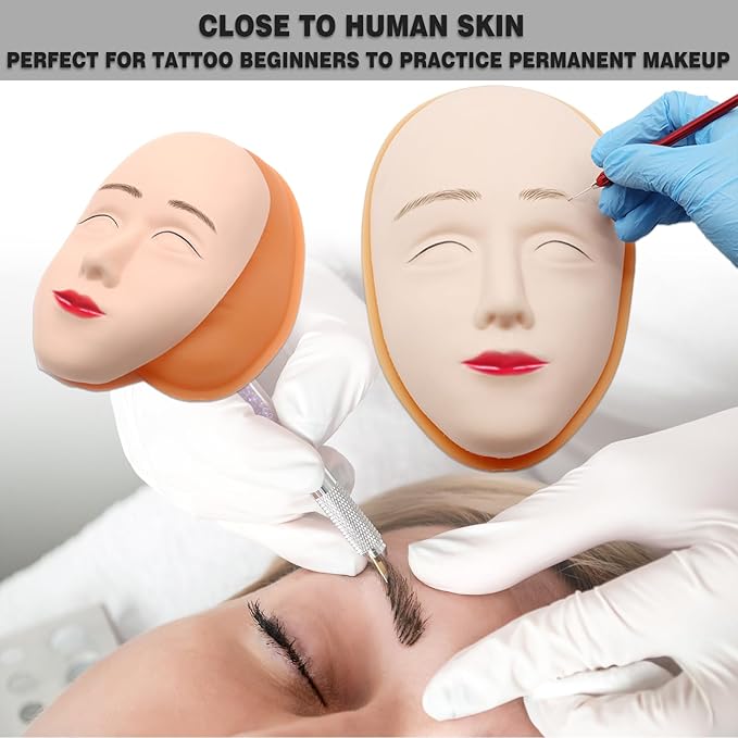 Makeup Practice Face Kit - Includes 6PCS Practice Fake Face & 5D Face Model Stand and Eye Makeup Assistance Tools, Ideal for Daily Makeup Training and Workshops-Velvo Beauty