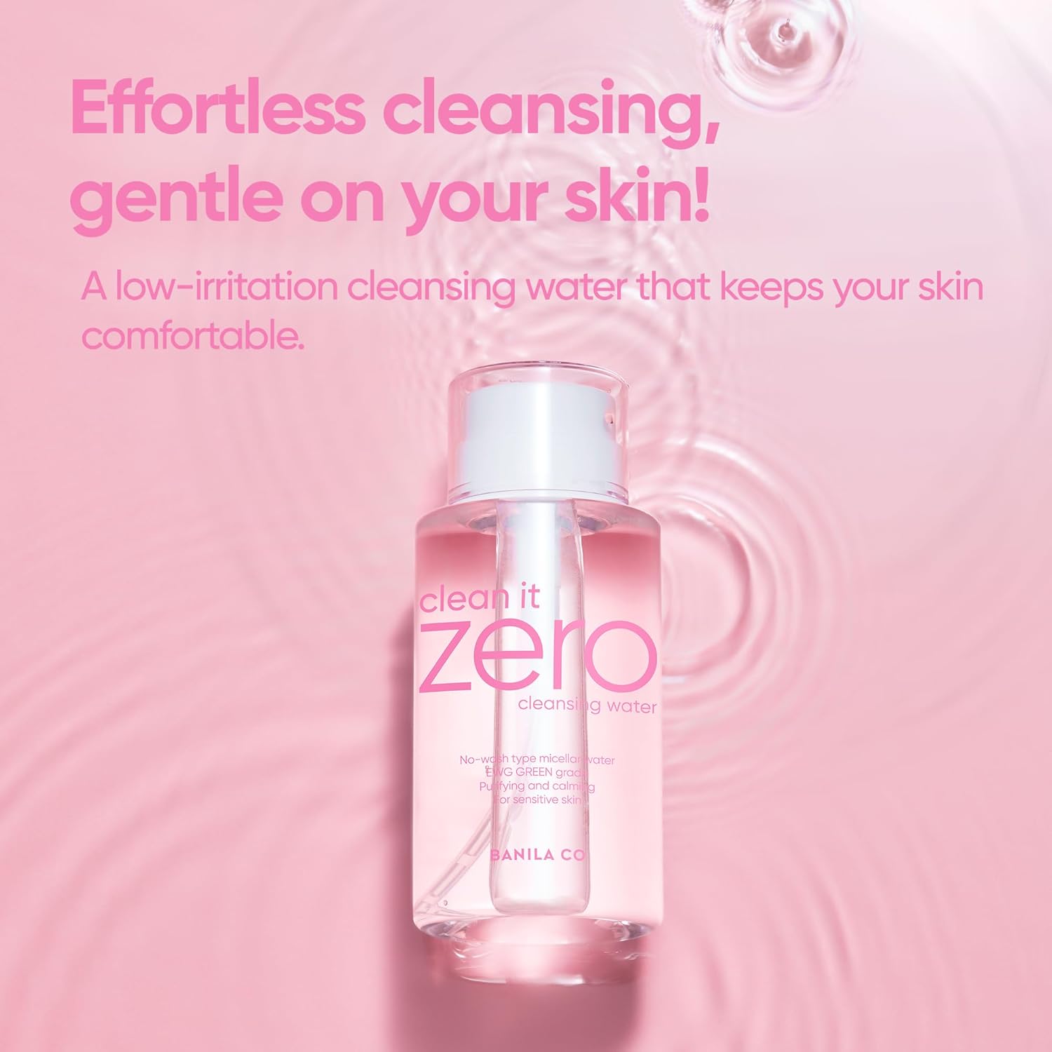 BANILA CO Clean It Zero Pure Cleansing Water | Gentle Cleanser for Sensitive Skin | Micellar Water Makeup Remover No Rinse & Oil Free (310ml / 10.48 fl.oz)-Velvo Beauty