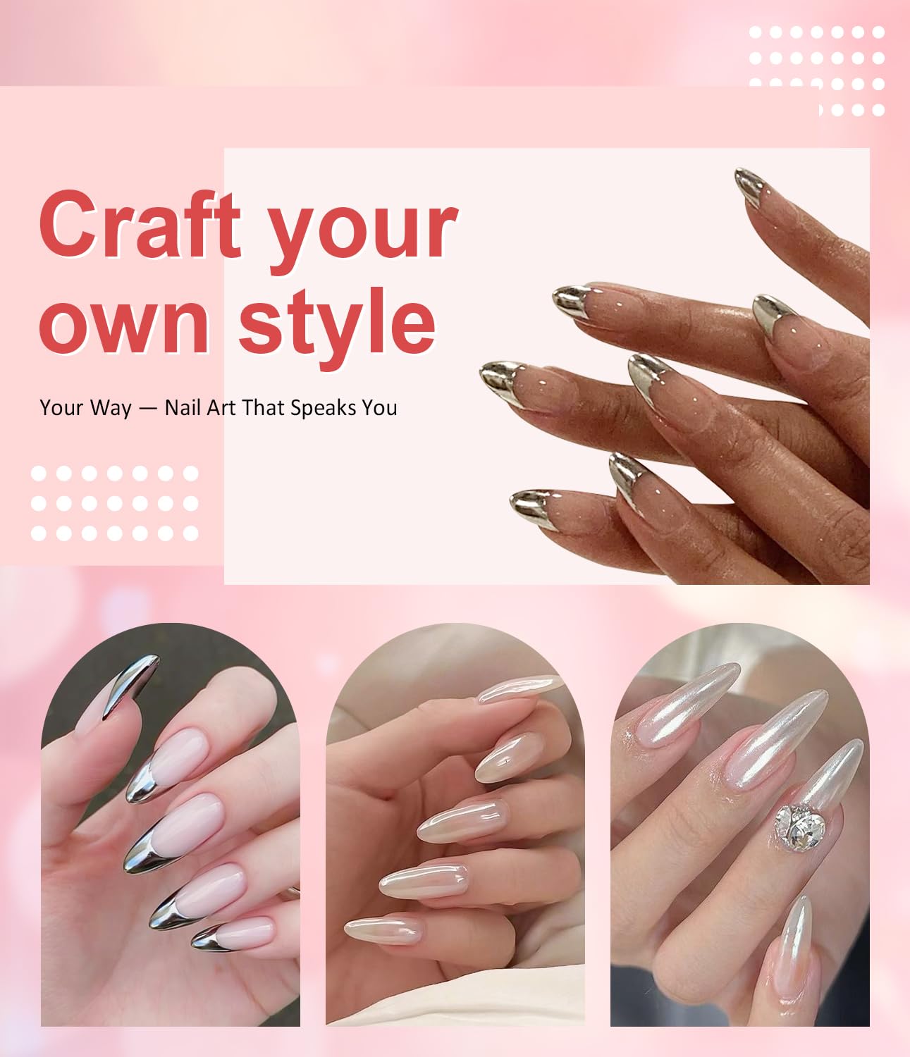 Pearl Chrome Nail Powder BISHENGYF -【Mirror Shinny Effect】 Magic Mirror Silver Chrome Nail Powder Aurora Mermaid Iridescent White Pearl Clear Nail Chrome Powder Pigment Glitter Dust for Manicure DIY-Velvo Beauty