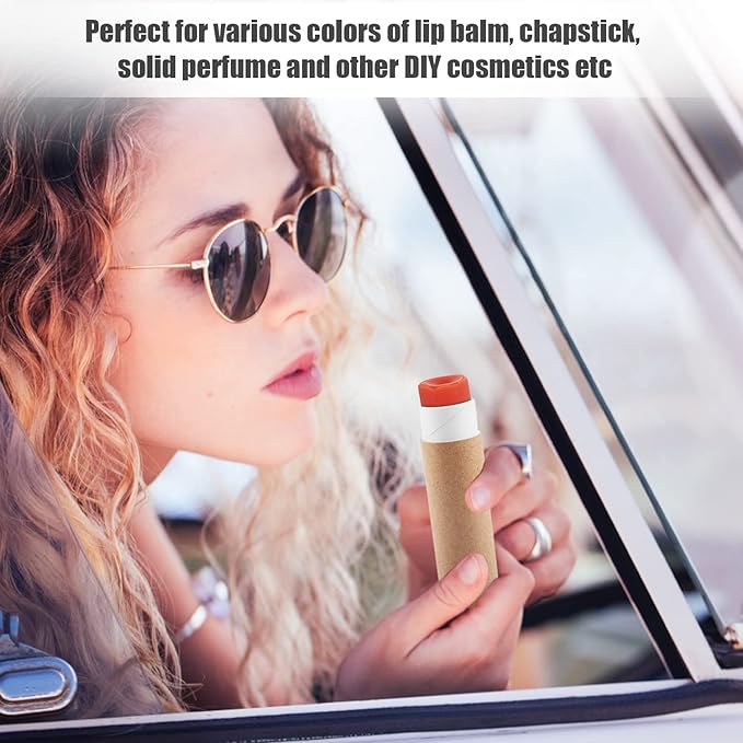 10 Pcs 25g Paperboard Lip Balm Tubes Refillable Krafts Paper Lipstick Tube Round Cardboard Empty Lip Gloss Container Holder Tubes for DIY Chapstick Salve Cosmetic Lotion Solid Perfume - Brown-Velvo Beauty