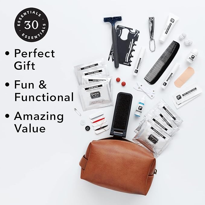 Pinch Provisions Hemergency Kit for Men, includes 30 Style & Grooming Essentials, Gift & Accessory for Grooms, Best Man, Personal Care, Travel or Cars-Velvo Beauty