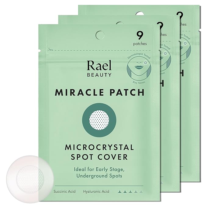 Rael Pimple Patches, Miracle Microcrystal Spot Cover - Hydrocolloid Acne Patch with Tea Tree Oil, Early Stage Zits and Blemish, Korean Skin Care, Vegan, Cruelty Free (27 Count)-Velvo Beauty